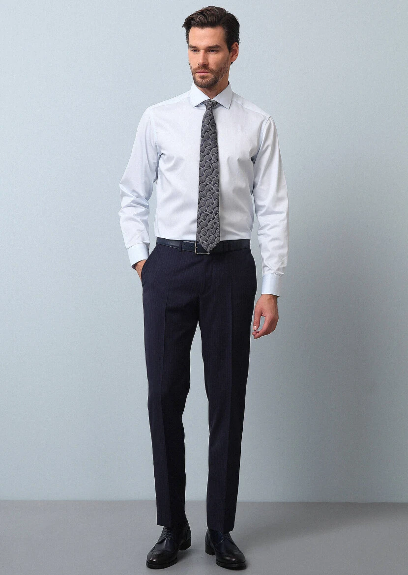 Light Blue Plain Regular Fit Weaving Classical 100% Cotton Shirt - RAMSEY