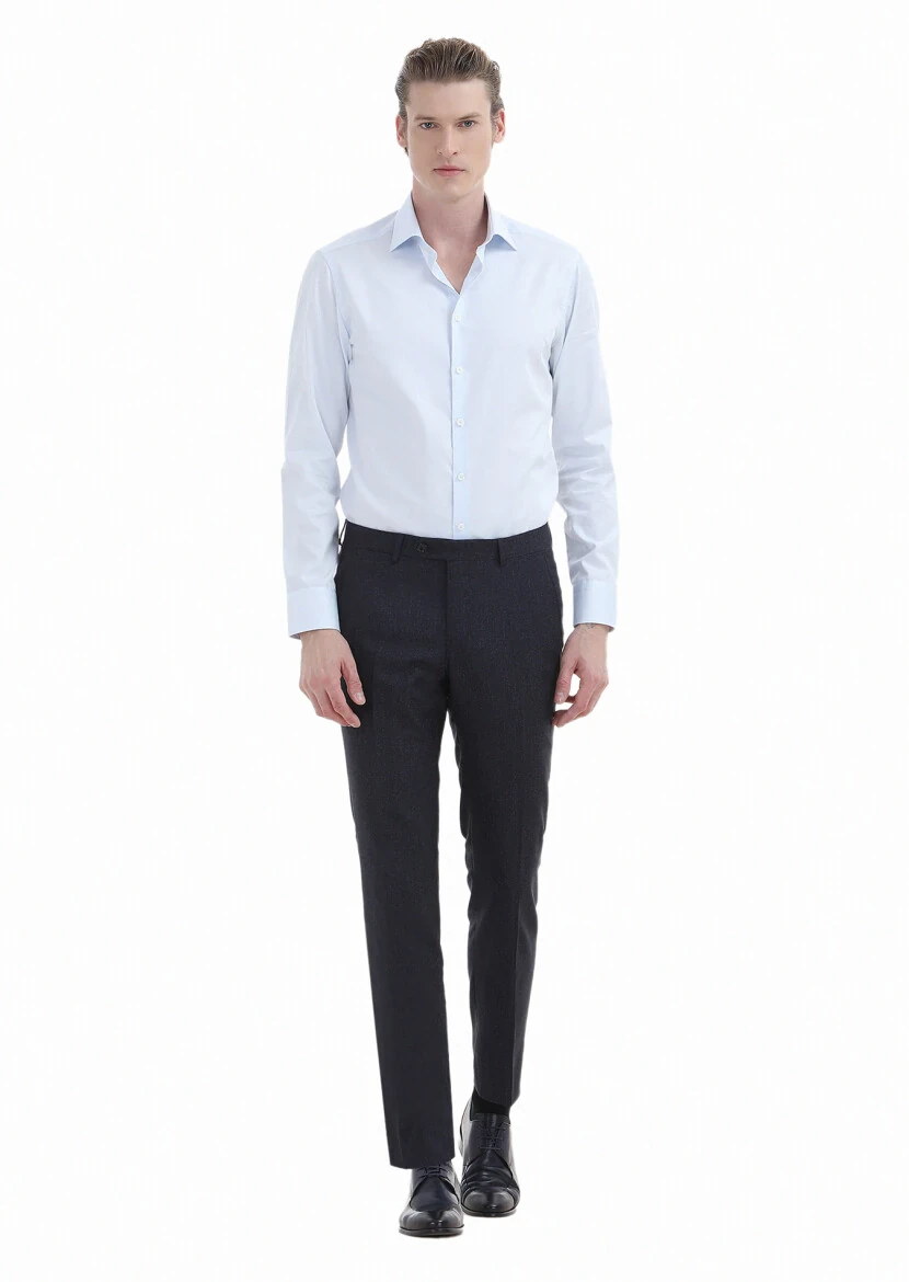 Light Blue Plain Slim Fit Weaving Classical 100% Cotton Shirt - RAMSEY