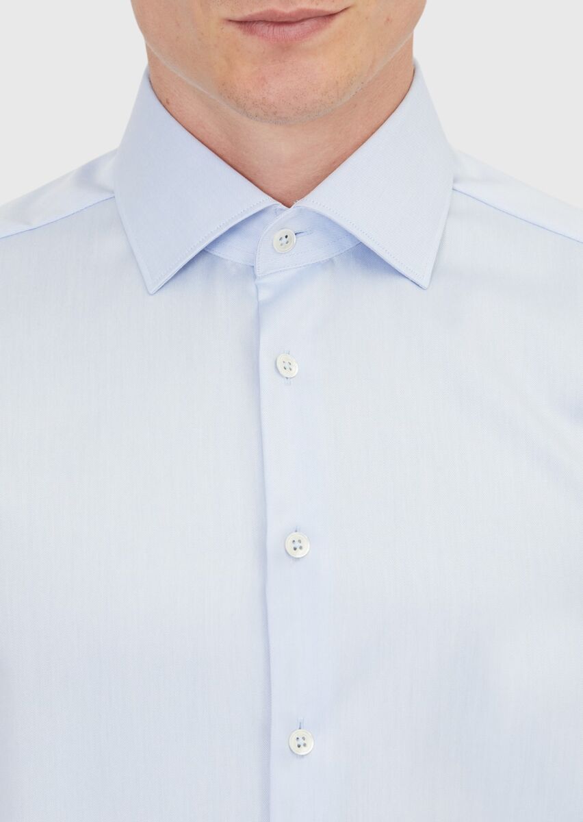 Light Blue Regular Fit Non Iron Weaving Classical 100% Cotton Shirt - 3