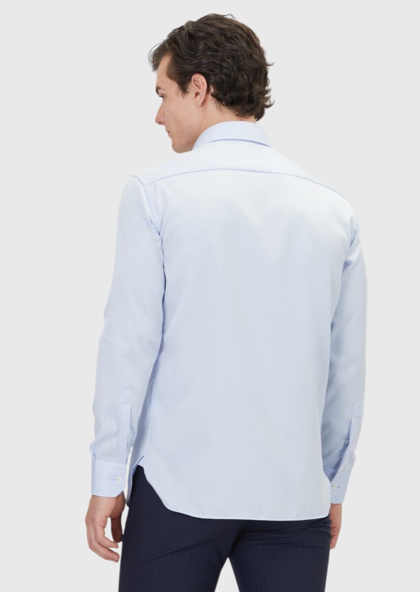 Light Blue Regular Fit Non Iron Weaving Classical 100% Cotton Shirt - 5