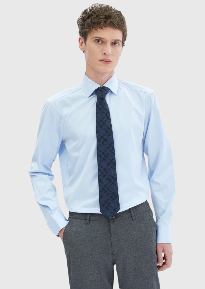 Light Blue Regular Fit Non Iron Weaving Classical 100% Cotton Shirt - RAMSEY