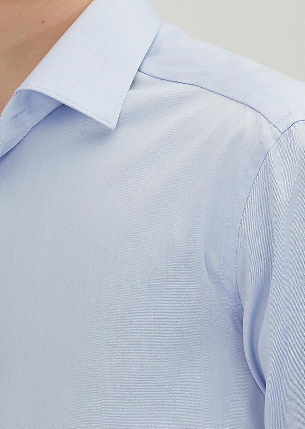 Light Blue Regular Fit Non Iron Weaving Classical 100% Cotton Shirt - 5