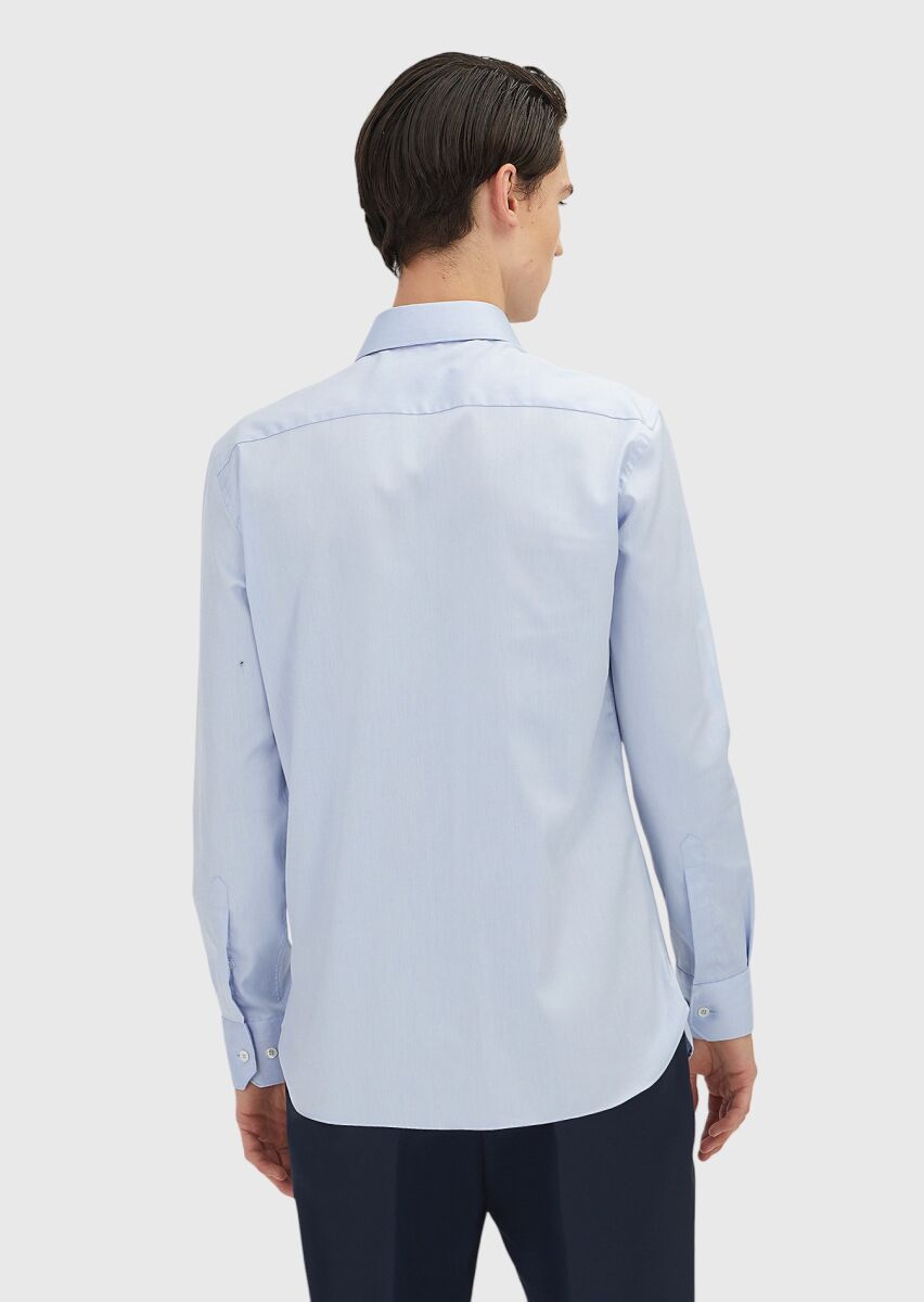 Light Blue Regular Fit Non Iron Weaving Classical 100% Cotton Shirt - 6