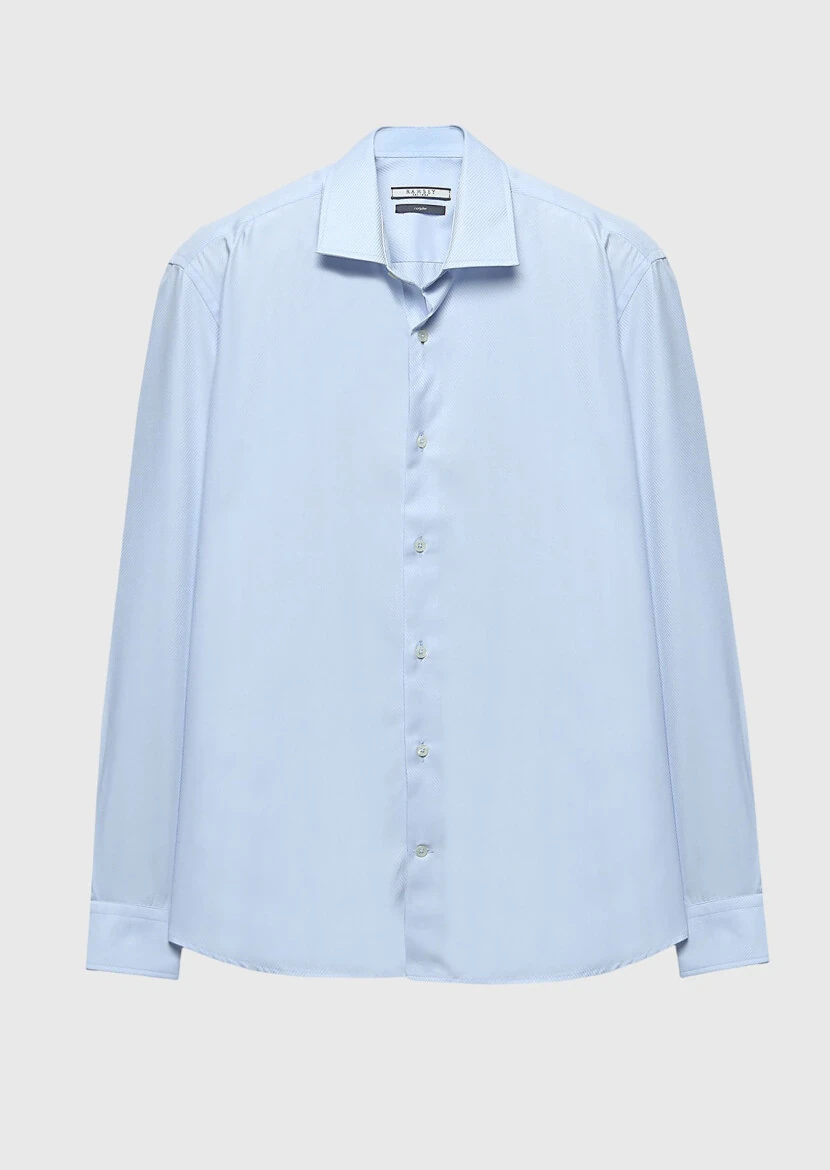 Light Blue Regular Fit Weaving Classical 100% Cotton Shirt - RAMSEY