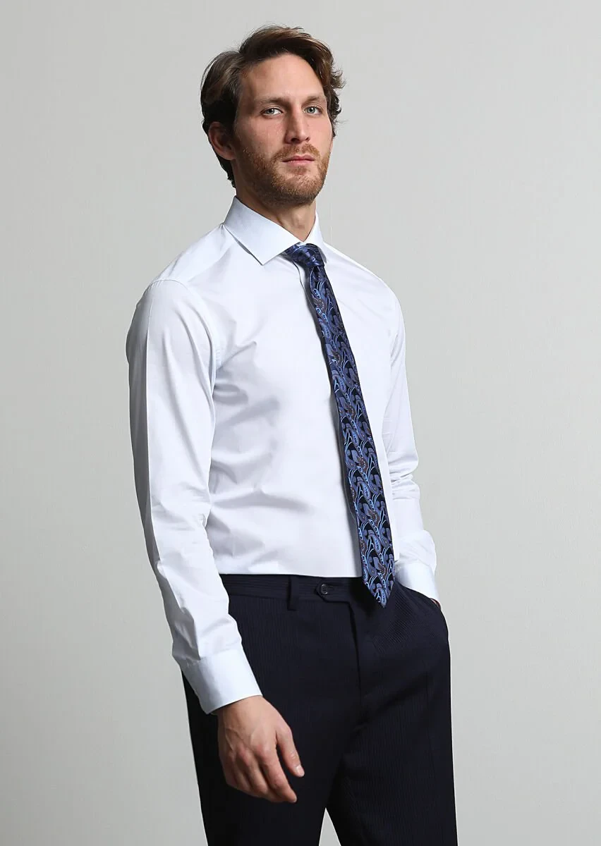 Light Blue Striped Regular Fit Weaving Classical 100% Cotton Shirt - 3