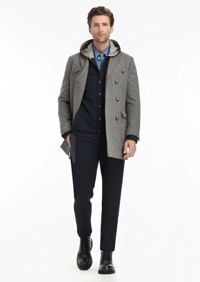 Light Brown Knitting Overcoat - 1