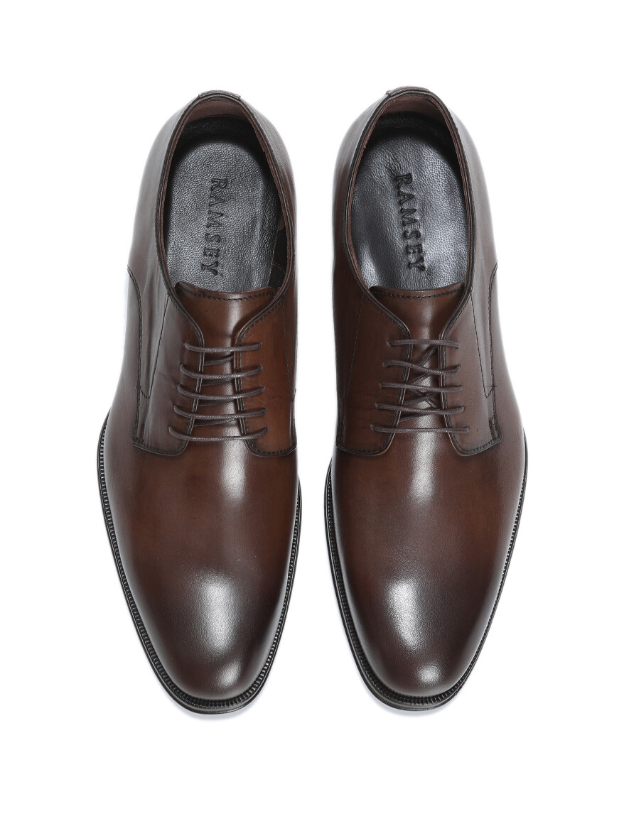 Light Brown Leather Classical Shoes - 5