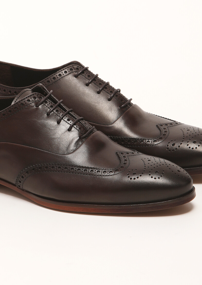 Light Brown Leather Classical Shoes - 3