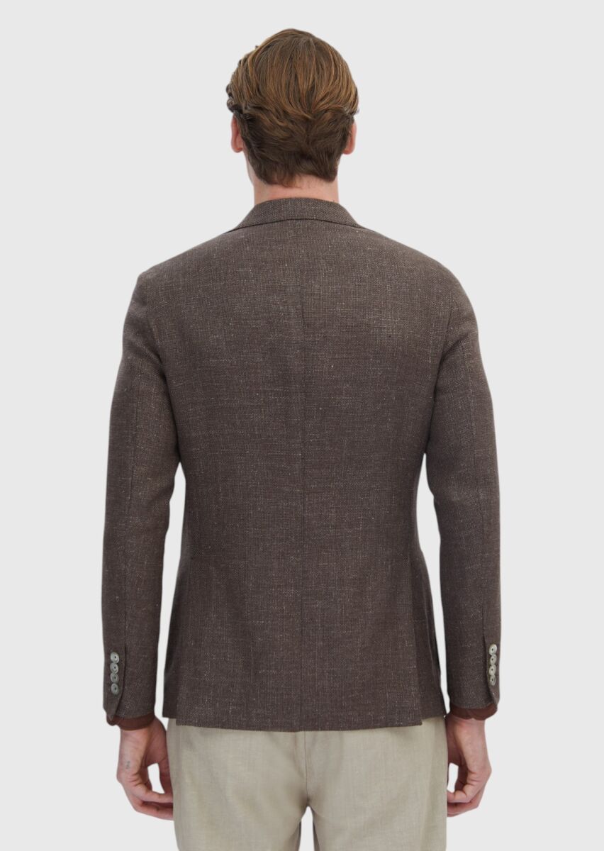 Light Brown Micro Comfort Fit Wool Blended Jacket - 5