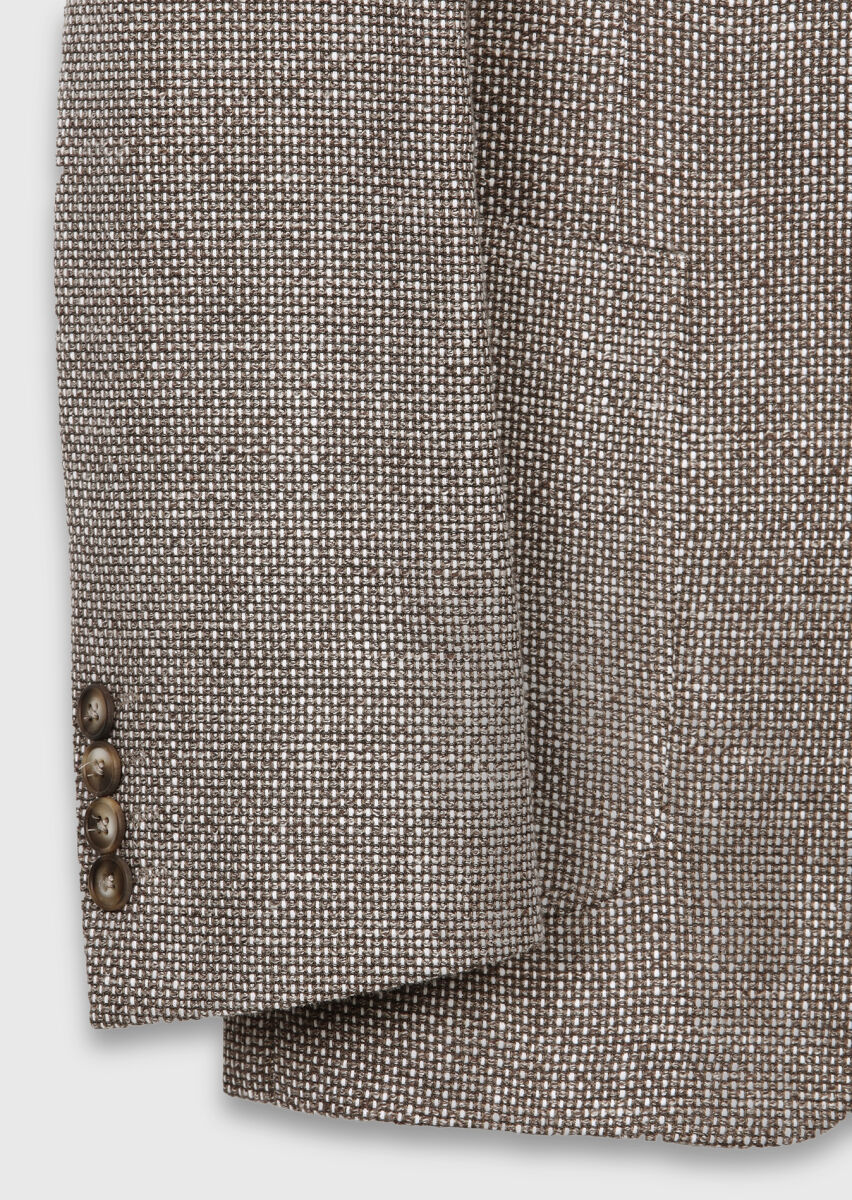 Light Brown Patterned Zeroweight Slim Fit Cotton Blended Jacket - 8