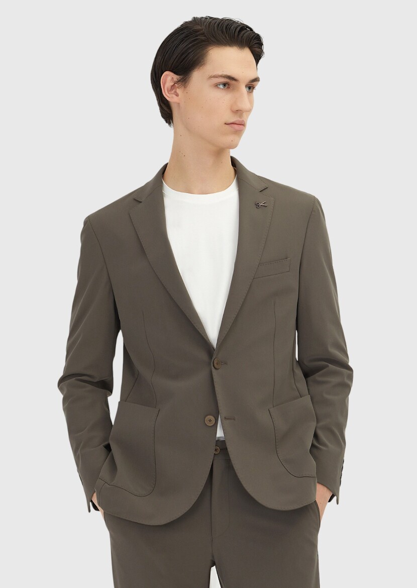 Light Brown Plain Comfort Fit Suit - RAMSEY