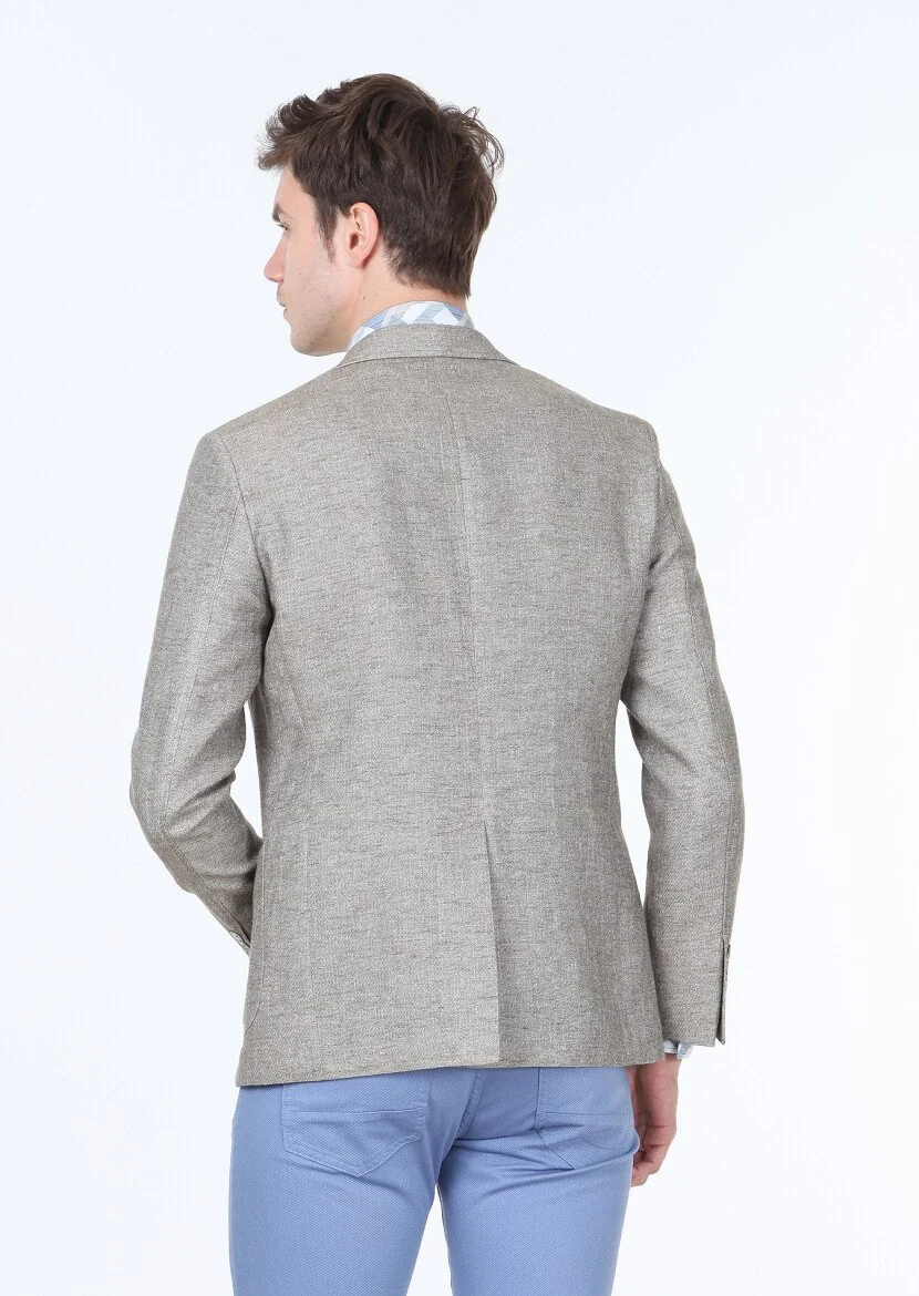 Light Brown Plain Zeroweight Slim Fit Cotton Blended Jacket - 4