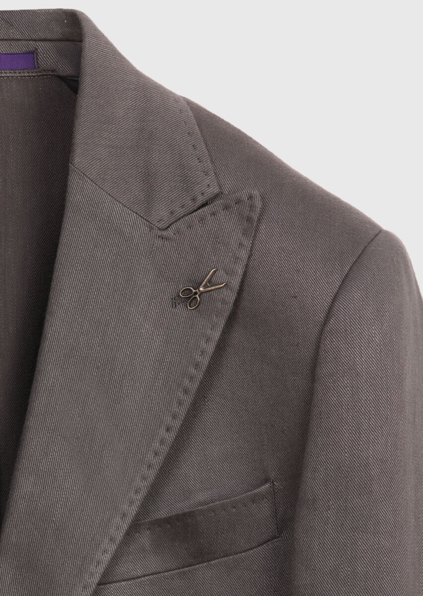 Light Brown Plain Zeroweight Slim Fit Linen Blended Jacket - 7