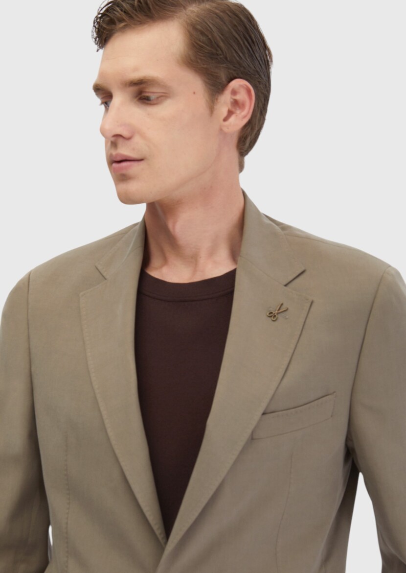 Light Brown Plain Zeroweight Slim Fit Suit - 4