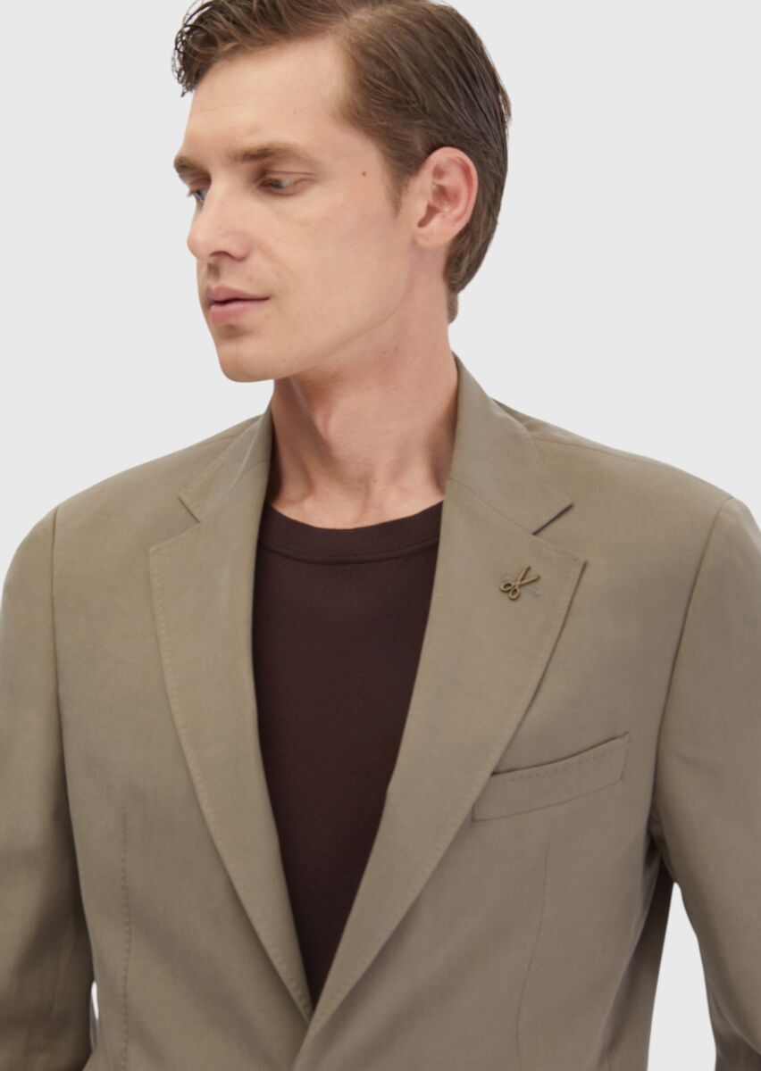 Light Brown Plain Zeroweight Slim Fit Suit - 4