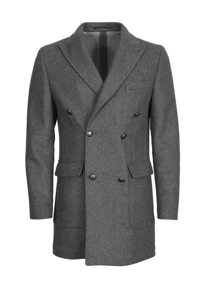 Light Brown Regular Fit Double Breasted Collar Casual Weaving Overcoat - 6