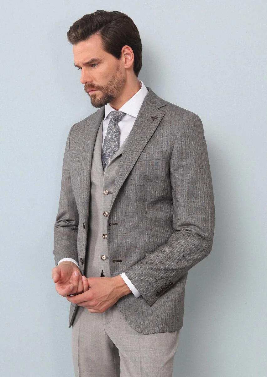 Light Brown Suit With Waistcoat - 1