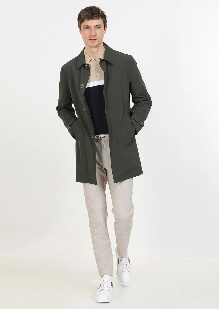 Light Brown Weaving Jogging Fit Casual Cotton Blended Trousers - 4