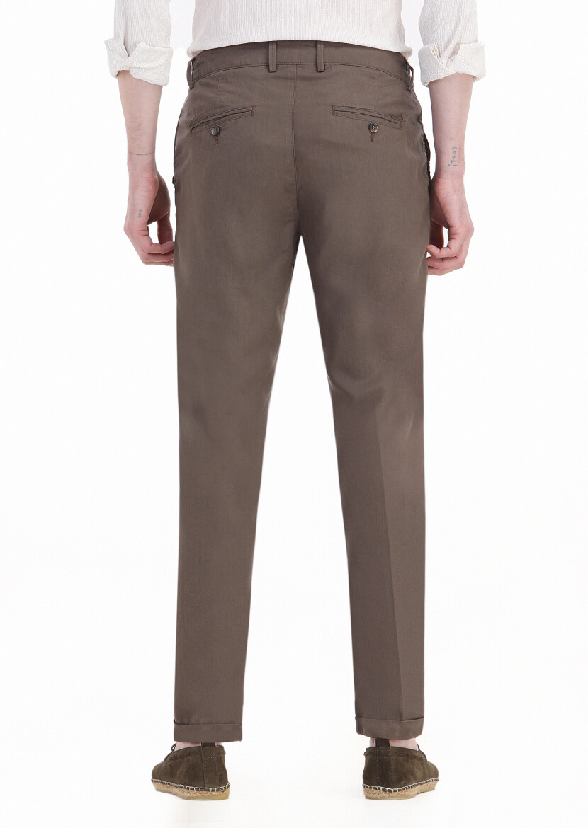 Light Brown Weaving Jogging Fit Casual Trousers - 4