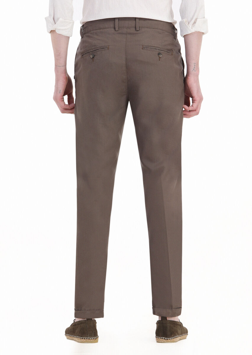 Light Brown Weaving Jogging Fit Casual Trousers - 4