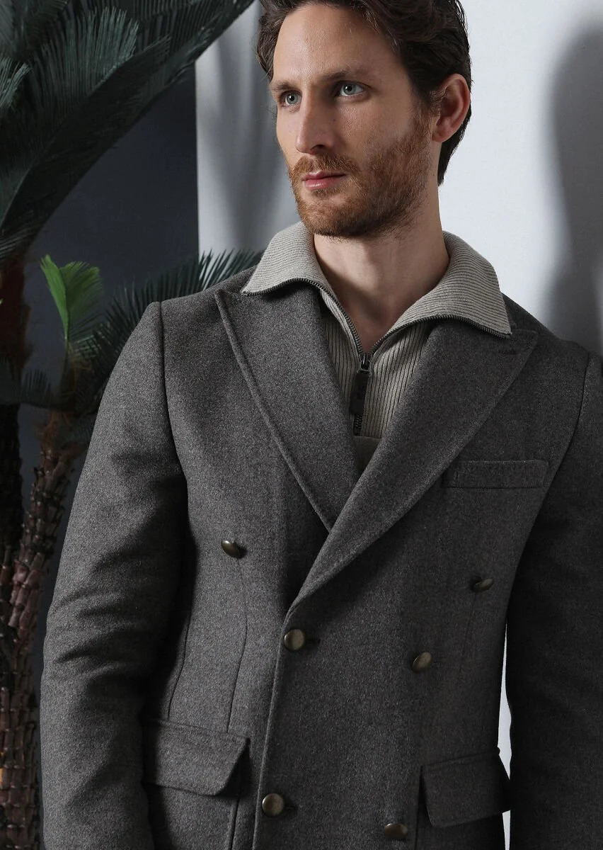 Light Brown Weaving Overcoat - 1