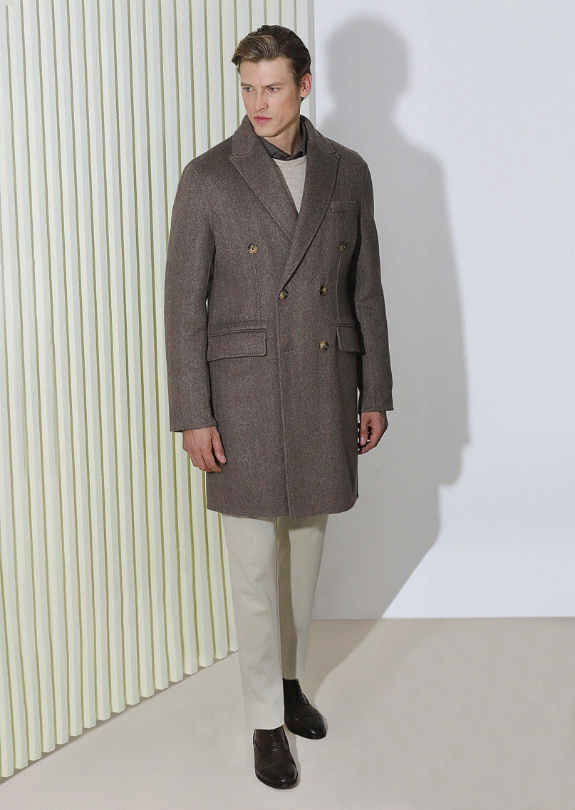 Light Brown Weaving Overcoat - 1