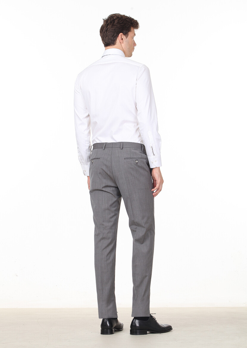 Light Brown Weaving Regular Fit Classical 100% Wool Trousers - 3