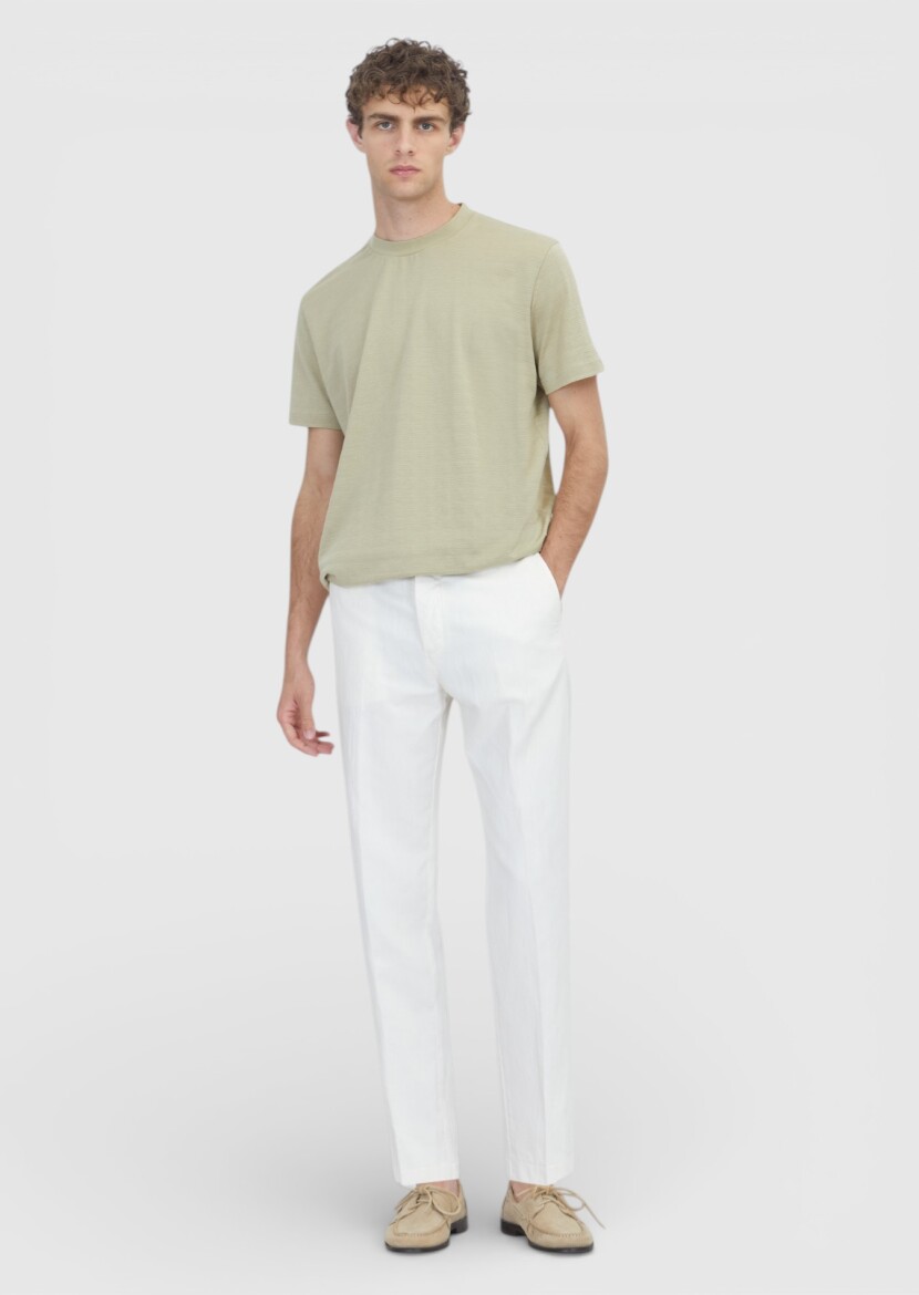 Light Green Jacquard 100% Cotton T-Shirt - RAMSEY