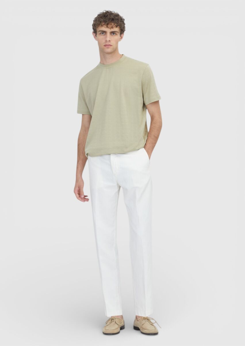 Light Green Jacquard 100% Cotton T-Shirt - 2