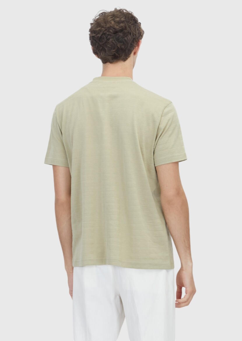 Light Green Jacquard 100% Cotton T-Shirt - 5