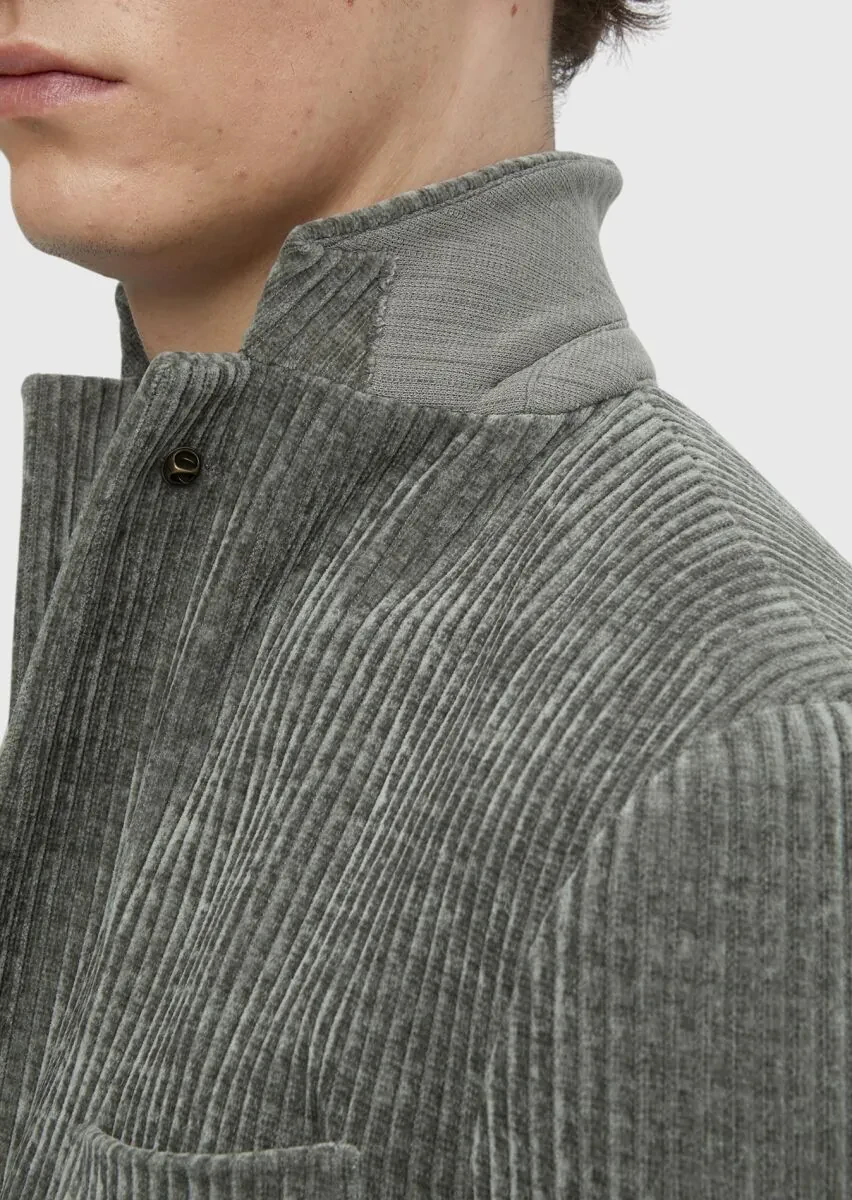 Light Green Patterned Shirt Shoulder Slim Fit Jacket - 5