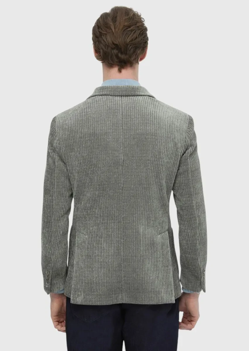 Light Green Patterned Shirt Shoulder Slim Fit Jacket - 6