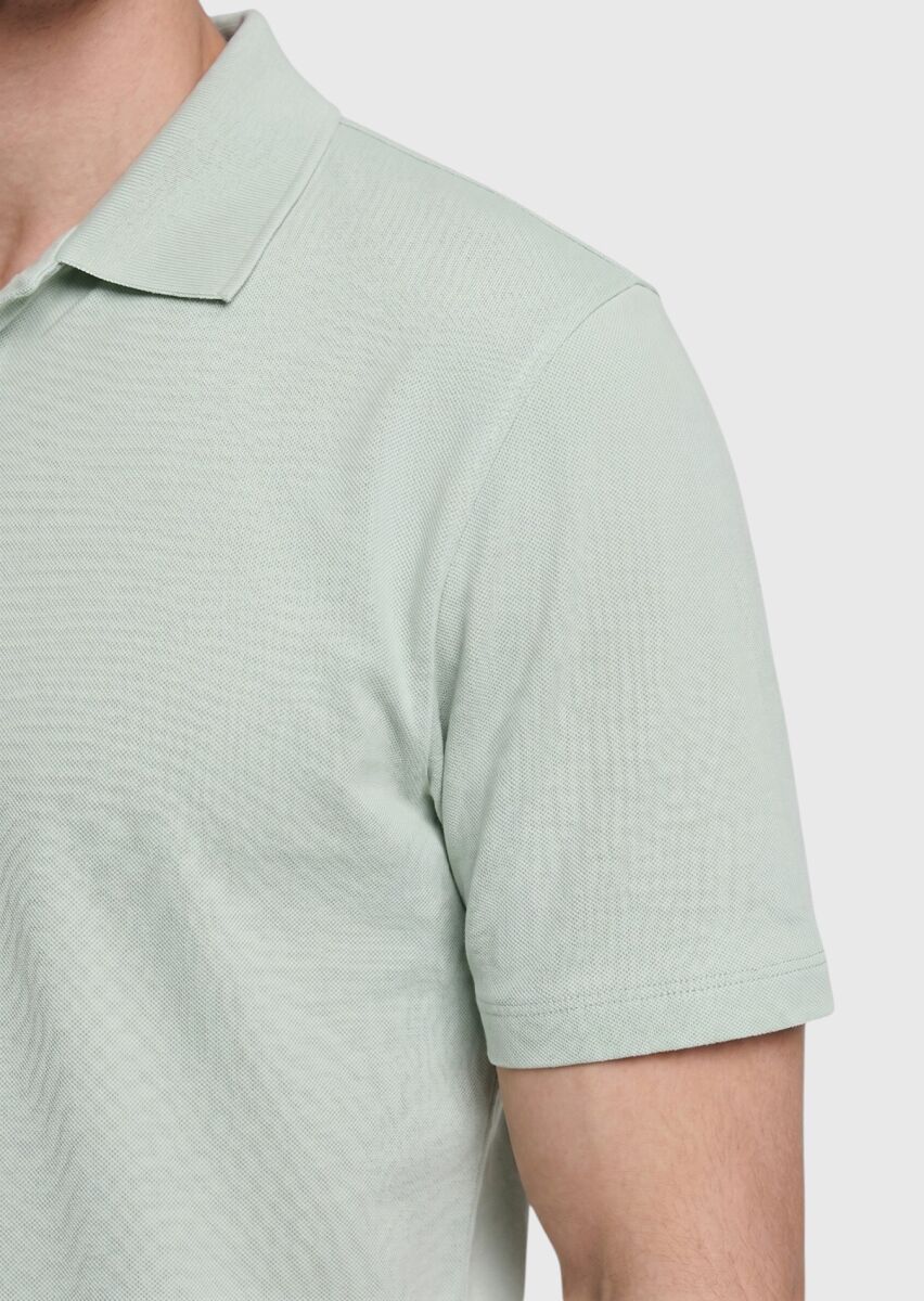 Light Green Plain 100% Cotton T-Shirt - 4