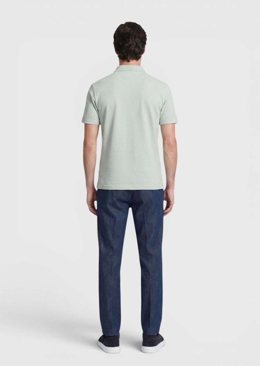Light Green Plain 100% Cotton T-Shirt - 5
