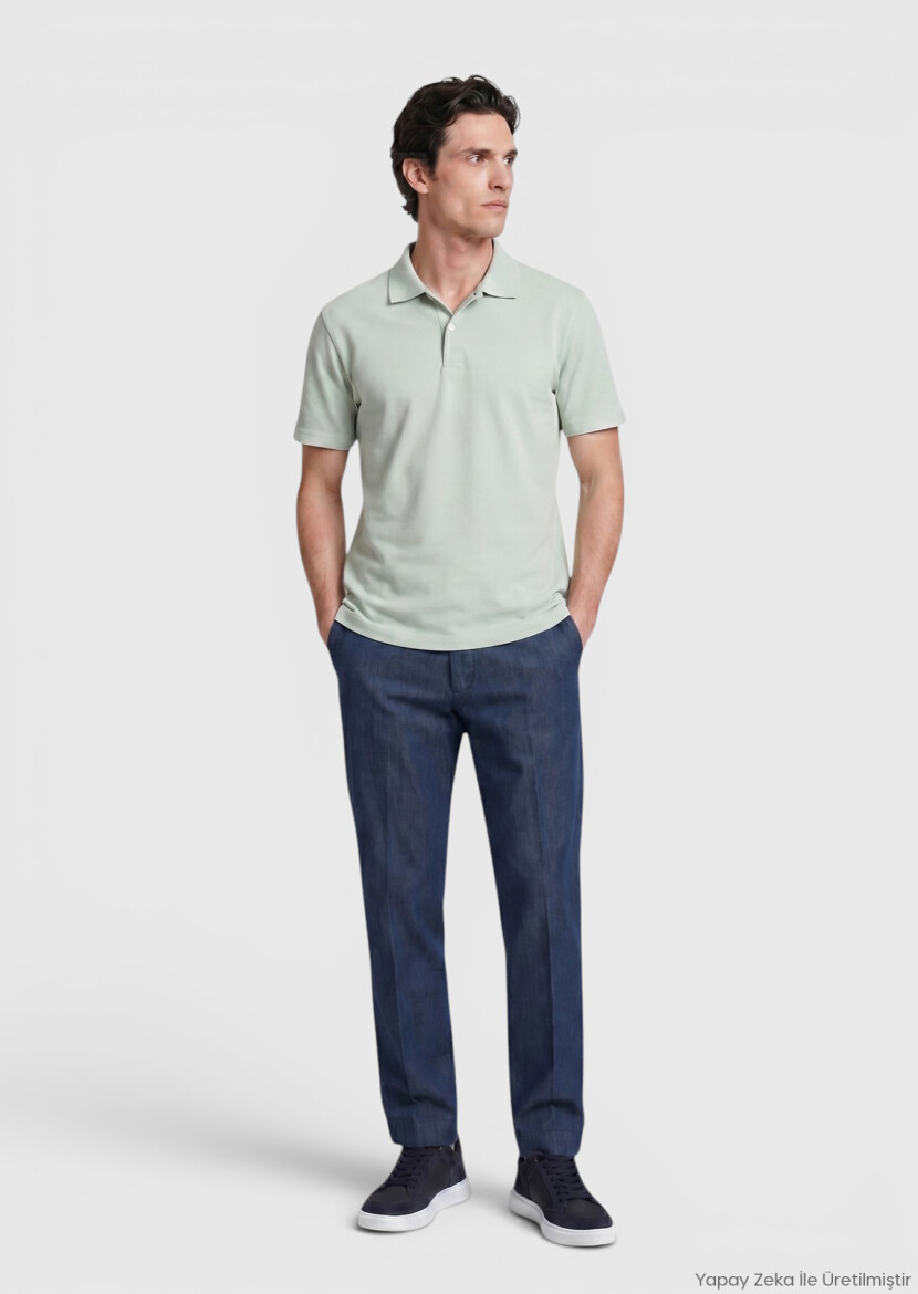 Light Green Plain 100% Cotton T-Shirt - RAMSEY