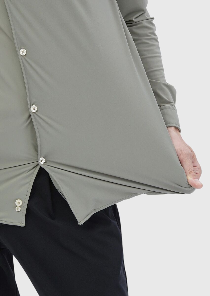 Light Green Plain Casual Fit Long Knitting Casual Shirt - 3