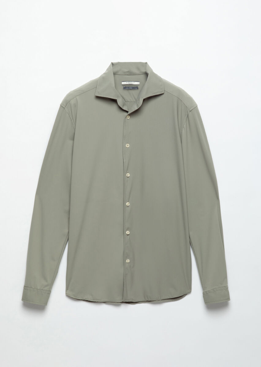 Light Green Plain Casual Fit Long Knitting Casual Shirt - 5