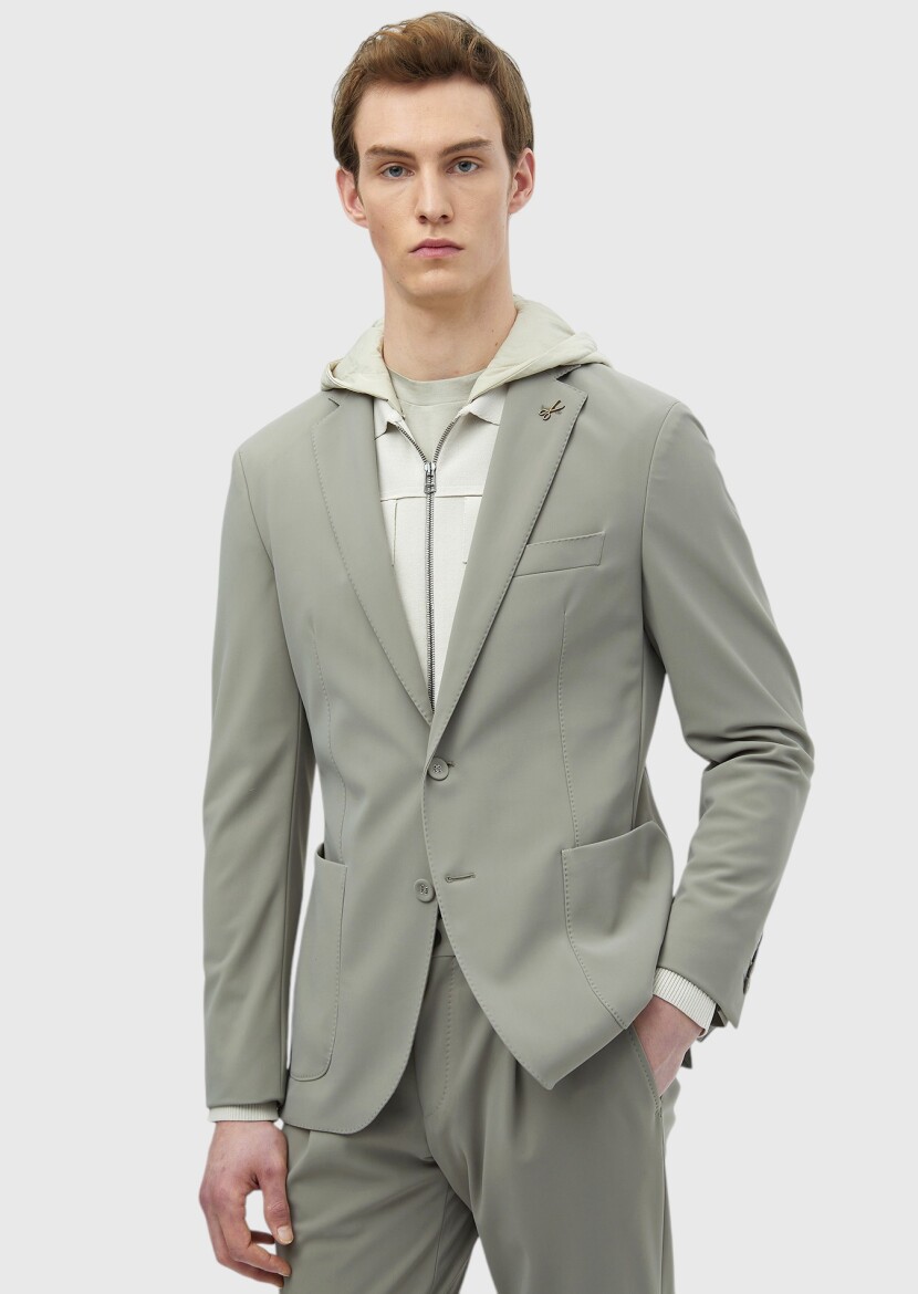Light Green Plain Comfort Fit Suit - RAMSEY
