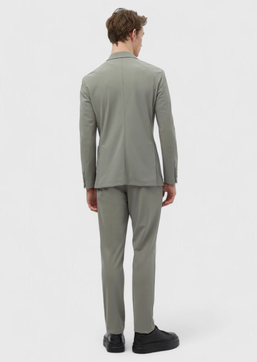 Light Green Plain Comfort Fit Suit - 7