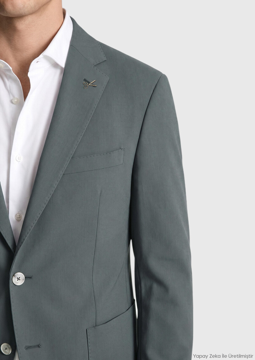 Light Green Plain Comfort Fit Suit - RAMSEY