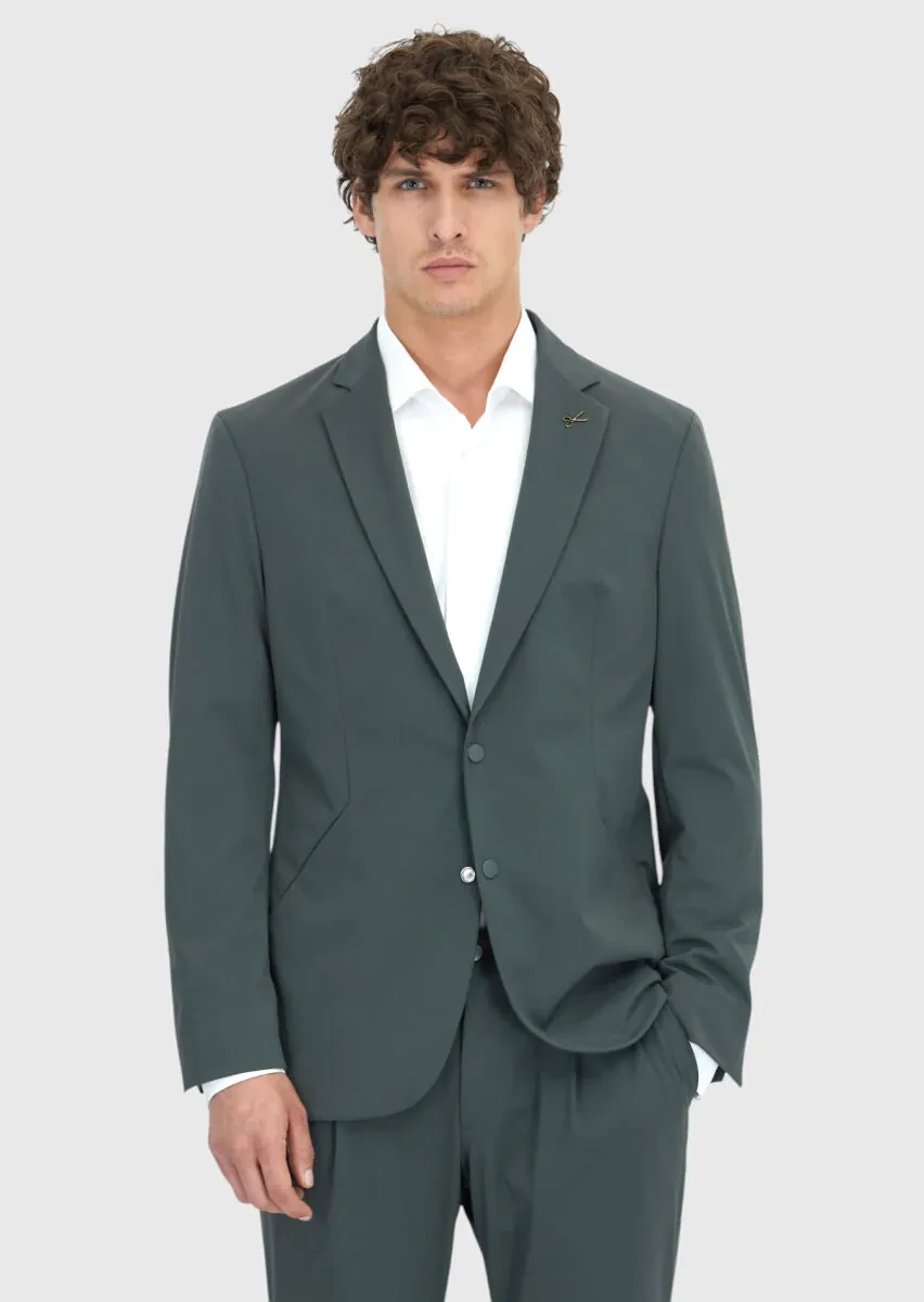 Light Green Plain Comfort Fit Suit - 1