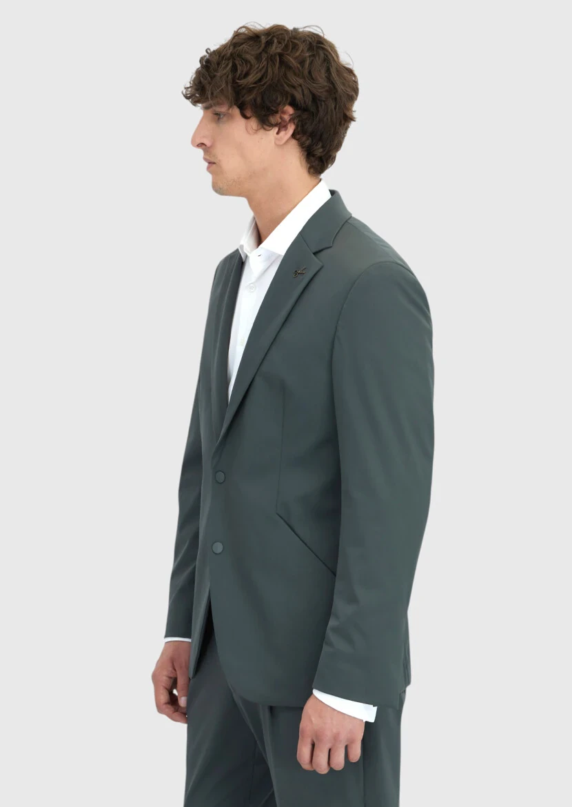 Light Green Plain Comfort Fit Suit - 4