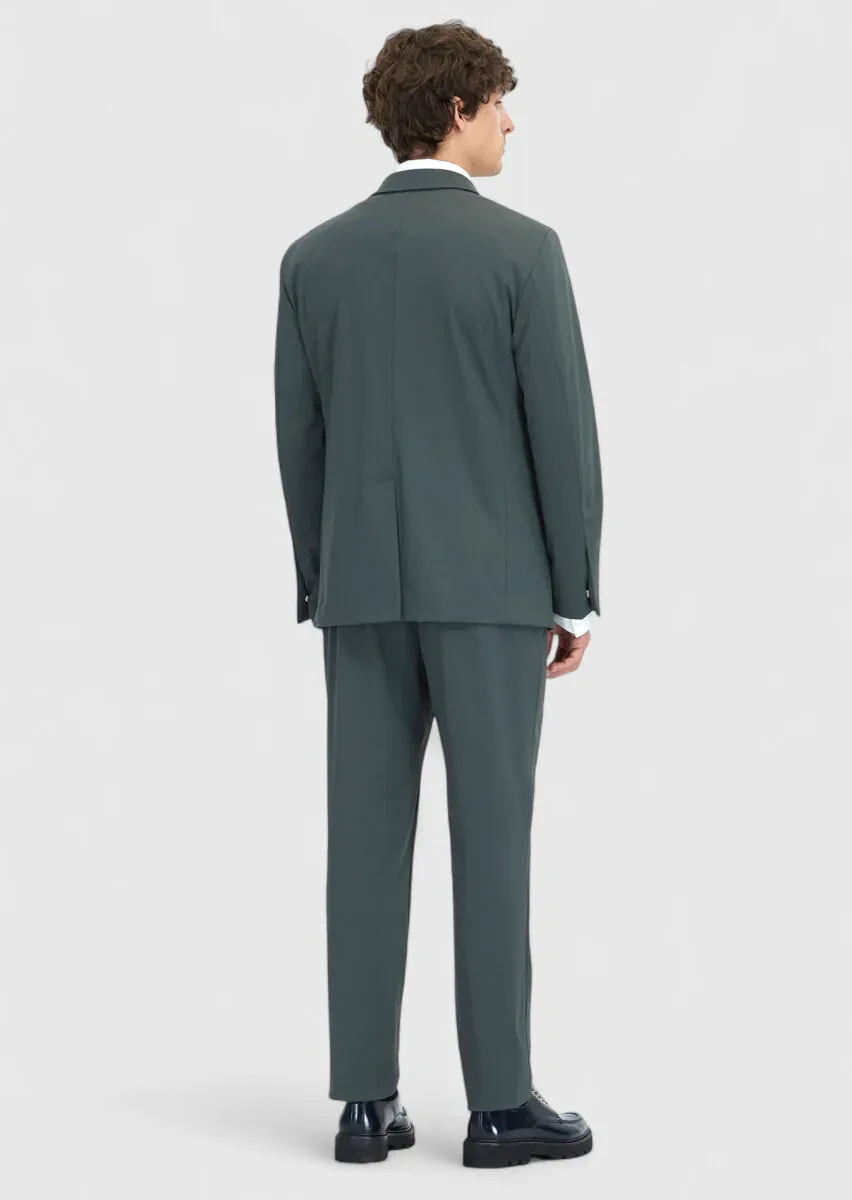Light Green Plain Comfort Fit Suit - 7