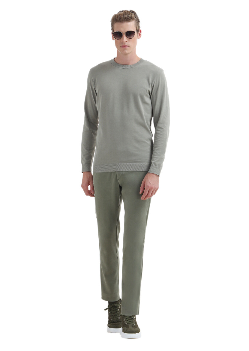 Light Green Plain Crew Neck 100% Cotton T-Shirt 