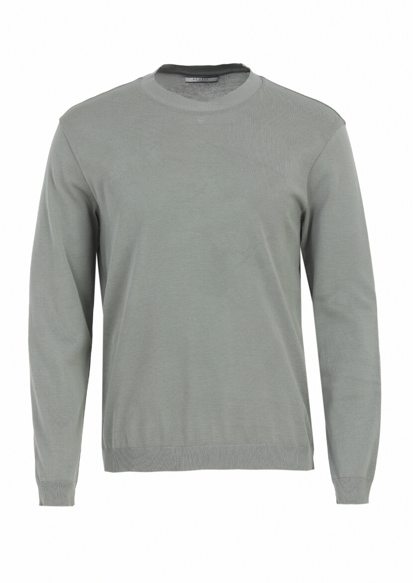 Light Green Plain Crew Neck 100% Cotton T-Shirt - 5