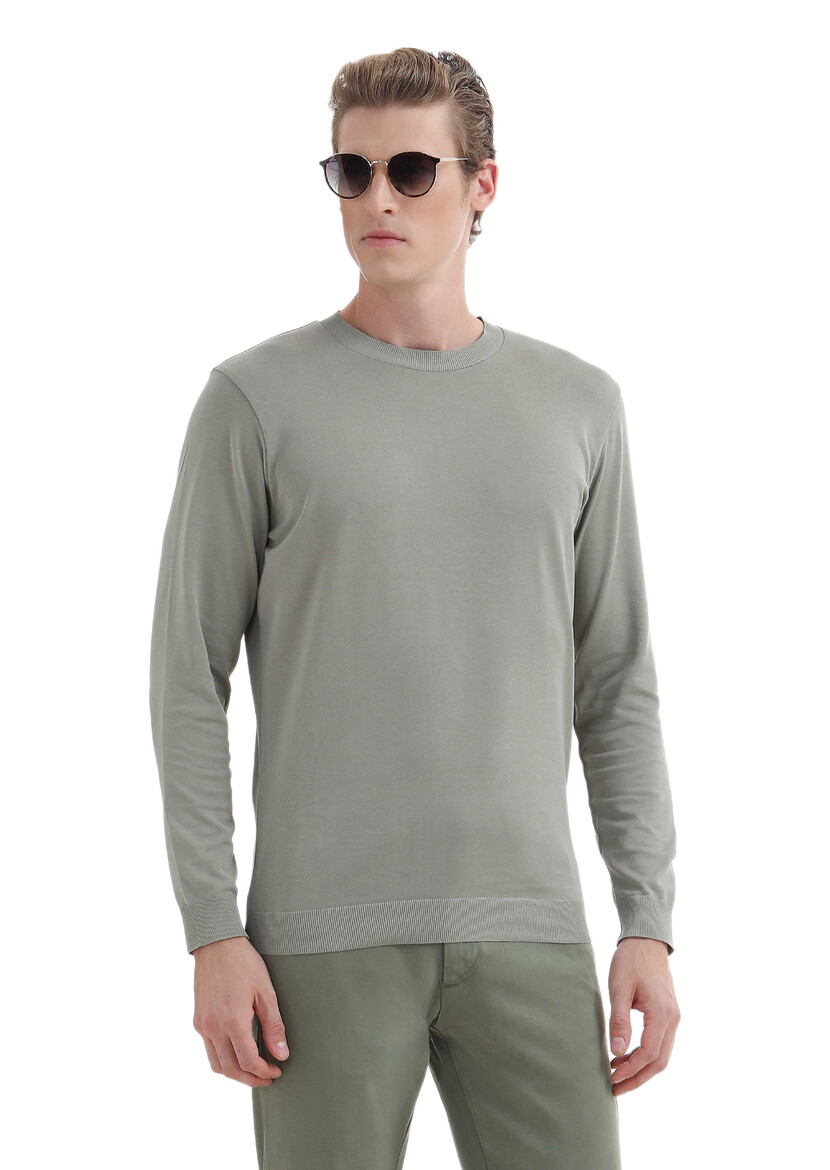 Light Green Plain Crew Neck 100% Cotton T-Shirt 