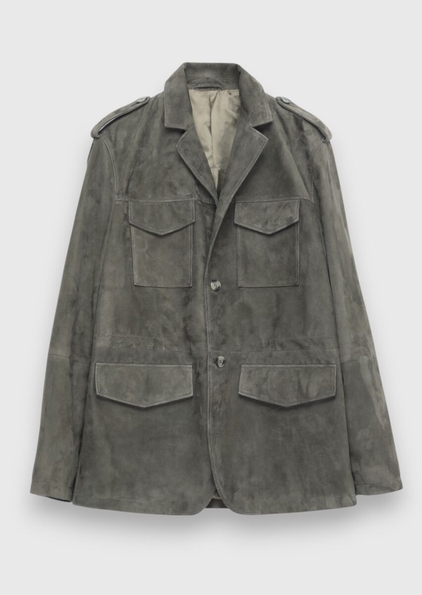 Light Green Plain Regular Fit Leather Jacket - 6