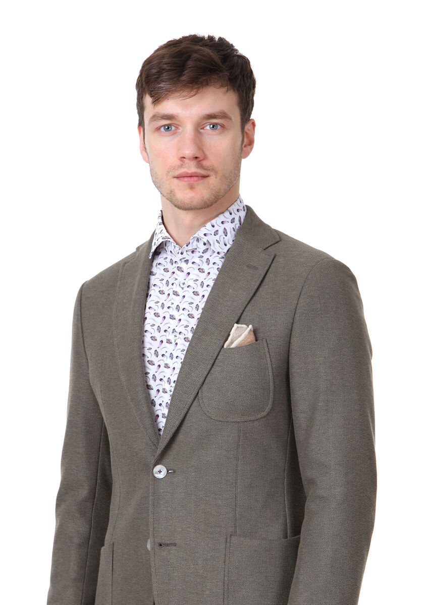 Light Green Plain Zeroweight Slim Fit Cotton Blended Jacket - 3