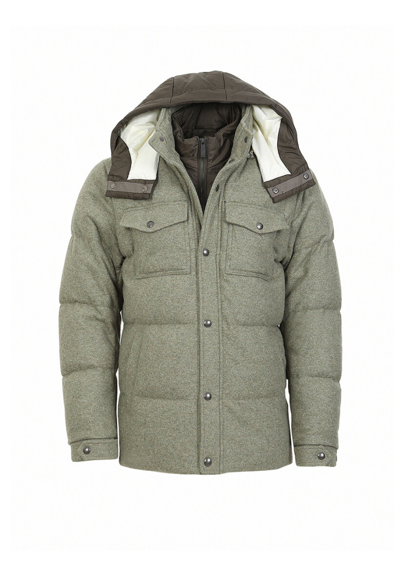 Light Green Regular Fit Hooded Casual Knitting Coat - 8