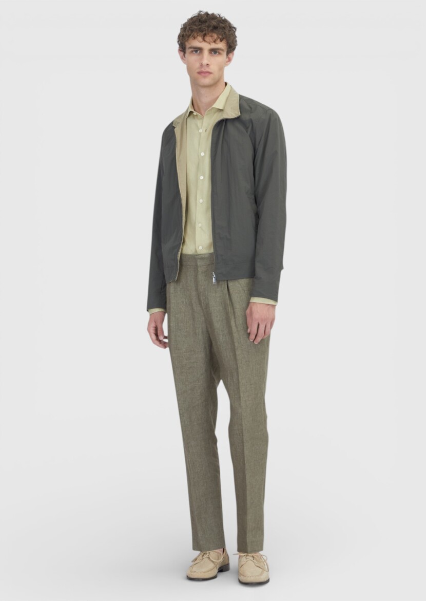 Light Green Regular Fit Turtleneck Casual Technical Double-Sided Coat 